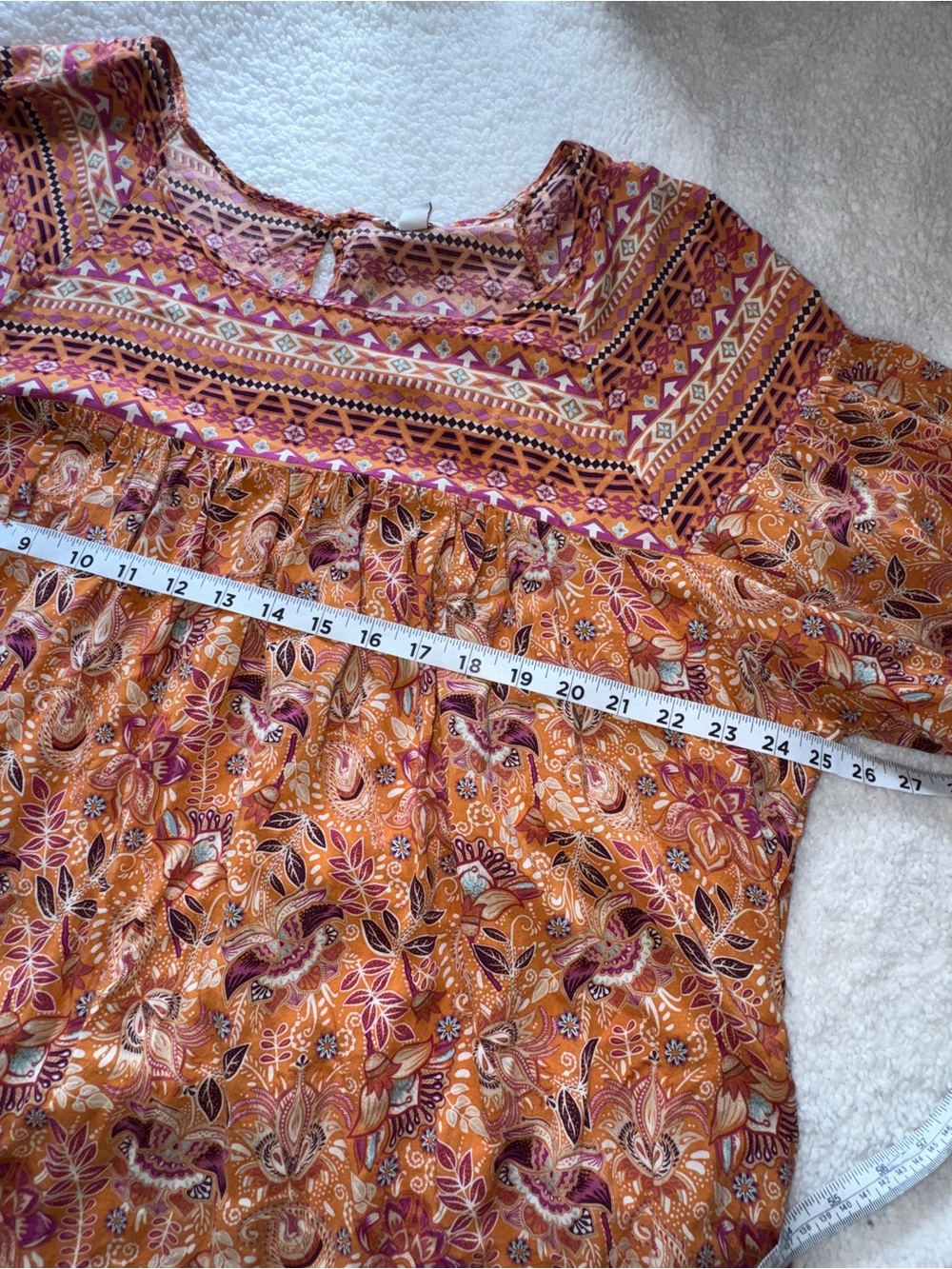 Cato Orange Paisley Peasant Tunic, Boho floral, loose fit, Sz 26/28 or 4X - Picture 12 of 14